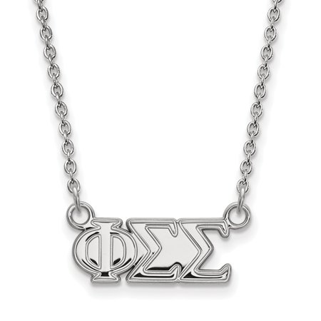 Solid 925 Sterling Silver Official Phi Sigma Sigma Medium Pend Pendant Necklace Charm Chain - with Secure Lobster Lock Clasp 18  (Width = 16mm )