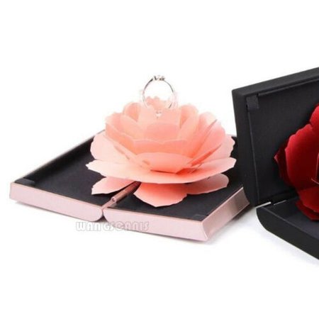 Sunisery 3D Pop up Rose Ring Box Wedding Engagement Jewelry Storage Holder Case Bump