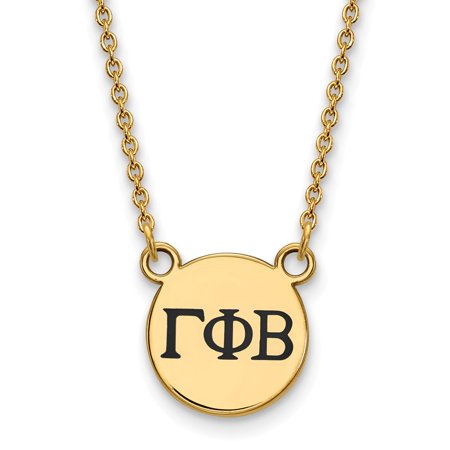 925 Sterling Silver Enamel Gold-Plated Official Gamma Phi Beta Small Enl Pend Pendant Necklace Charm Chain - with Secure Lobster Lock Clasp 18