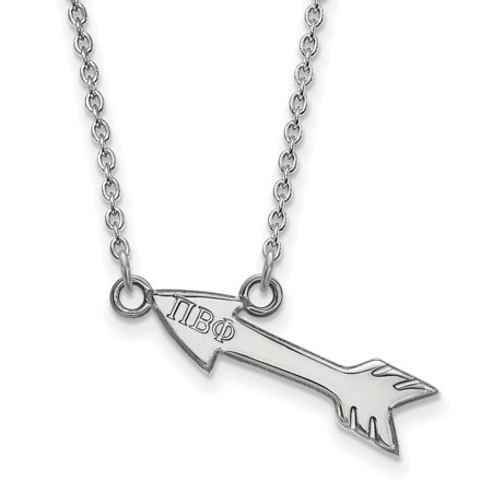 925 Sterling Silver Rh-plated LogoArt Pi Beta Phi XS Pend with Necklace; 18 Inch; for Adults and Teens; for Women and Men
