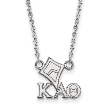 Solid 925 Sterling Silver Official Kappa Alpha Theta Extra Small Tiny Pend Pendant Necklace Charm Chain - with Secure Lobster Lock Clasp 18  (Width = 