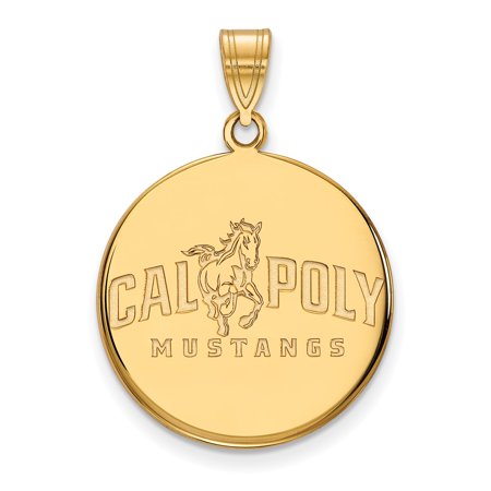 925 Sterling Silver Yellow Gold-Plated Official California Polytechnic State U Large Disc Pend - 28mm X 21mm