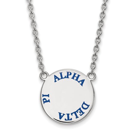 Solid 925 Sterling Silver Official Enamel Alpha Delta Pi Small Enl Pend Pendant Necklace Charm Chain - with Secure Lobster Lock Clasp 18