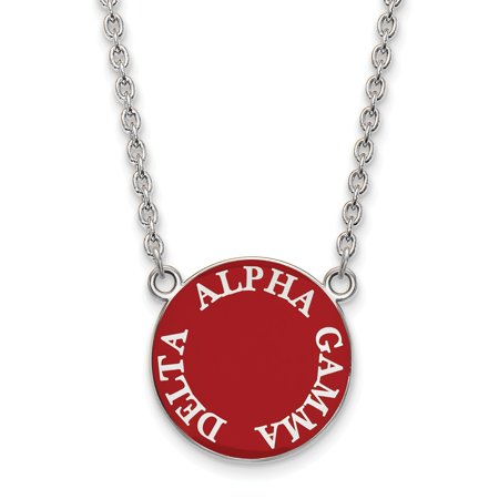 Solid 925 Sterling Silver Official Enamel Alpha Gamma Delta Small Enl Pend Pendant Necklace Charm Chain - with Secure Lobster Lock Clasp 18