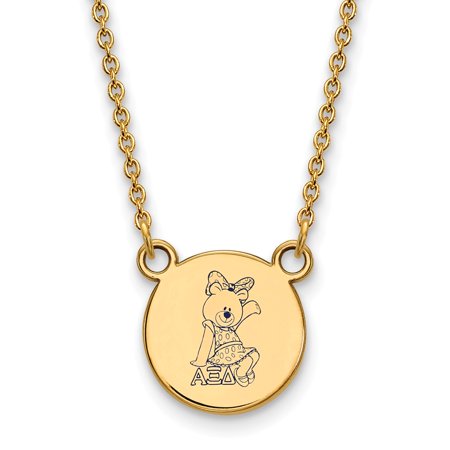 925 Sterling Silver Enamel Gold-Plated Official Alpha Xi Delta Small Enl Pend Pendant Necklace Charm Chain - with Secure Lobster Lock Clasp 18  (Width