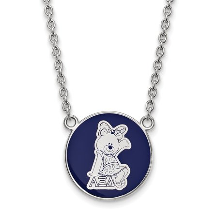 925 Sterling Silver Official Enamel Alpha Xi Delta Large Enl Pend Pendant Necklace Charm Chain - with Secure Lobster Lock Clasp 18  (Width = 19mm )