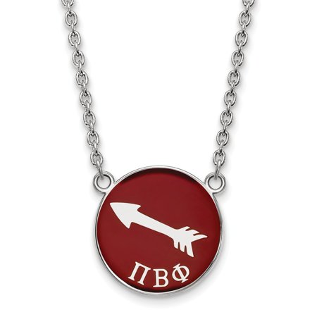 Solid 925 Sterling Silver Official Enamel Pi Beta Phi Large Enl Pend Pendant Necklace Charm Chain - with Secure Lobster Lock Clasp 18  (Width = 19mm )