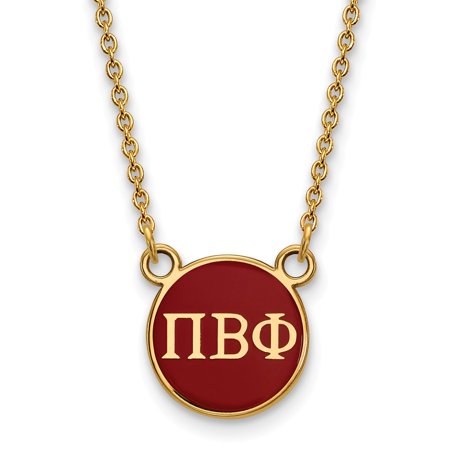 925 Sterling Silver Enamel Gold-Plated Official Pi Beta Phi Small Enl Pend Pendant Necklace Charm Chain - with Secure Lobster Lock Clasp 18  (Width = 