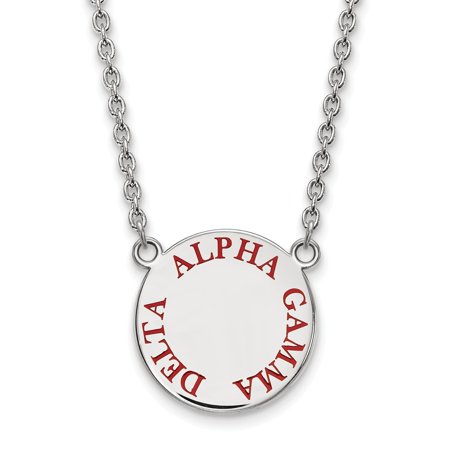 Solid 925 Sterling Silver Official Enamel Alpha Gamma Delta Small Enl Pend Pendant Necklace Charm Chain - with Secure Lobster Lock Clasp 18