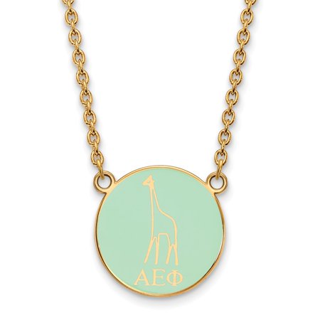 925 Sterling Silver Enamel Gold-Plated Official Alpha Epsilon Phi Small Enl Pend Pendant Necklace Charm Chain - with Secure Lobster Lock Clasp 18  (Wi