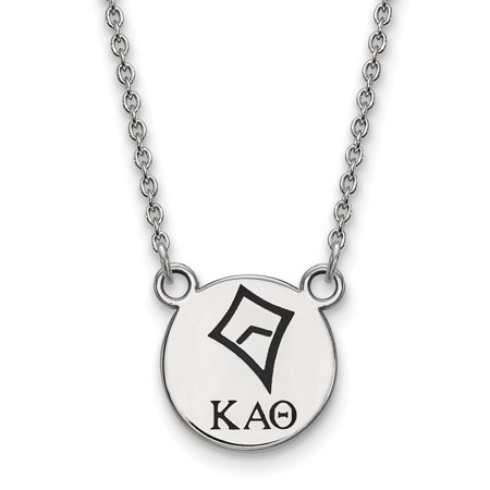 Solid 925 Sterling Silver Official Enamel Kappa Alpha Theta Small Enl Pend Pendant Necklace Charm Chain - with Secure Lobster Lock Clasp 18  (Width = 