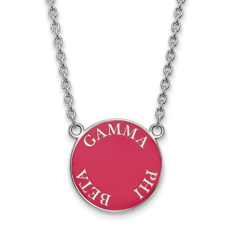 Solid 925 Sterling Silver Official Enamel Gamma Phi Beta Large Enl Pend Pendant Necklace Charm Chain - with Secure Lobster Lock Clasp 18