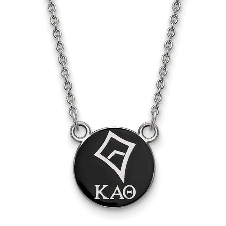 Sterling S. Rh-plated LogoArt Kappa Alpha Theta Sm Enl Pend with Necklace; 18 Inch; for Adults and Teens; for Women and Men