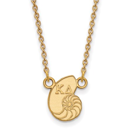 925 Sterling Silver Yellow Gold-Plated Official Kappa Delta Extra Small Tiny Pend Pendant Necklace Charm Chain - with Secure Lobster Lock Clasp 18  (W