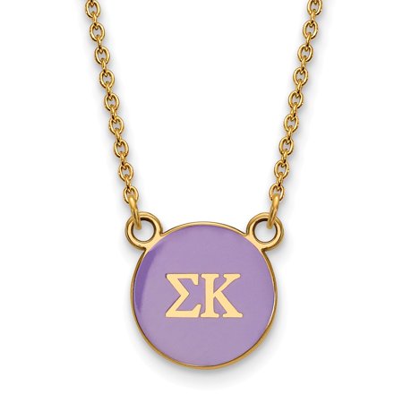925 Sterling Silver Enamel Gold-Plated Official Sigma Kappa Small Enl Pend Pendant Necklace Charm Chain - with Secure Lobster Lock Clasp 18  (Width = 