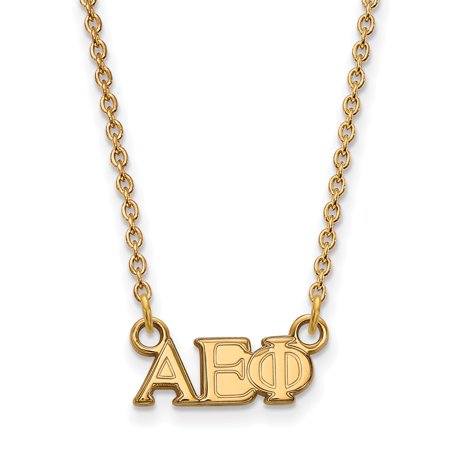 925 Sterling Silver Yellow Gold-Plated Official Alpha Epsilon Phi Extra Small Tiny Pend Pendant Necklace Charm Chain - with Secure Lobster Lock Clasp 