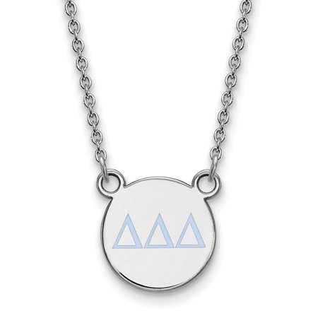 Solid 925 Sterling Silver Official Enamel Delta Delta Delta Small Enl Pend Pendant Necklace Charm Chain - with Secure Lobster Lock Clasp 18  (Width = 