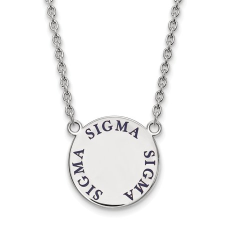 Sterling S. Rh-p LogoArt Sigma Sigma Sigma Large Enl Pend with Necklace; 18 Inch; for Adults and Teens; for Women and Men