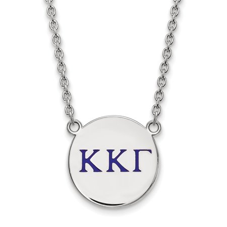 Sterling S. Rh-p LogoArt Kappa Kappa Gamma Large Enl Pend with Necklace; 18 Inch; for Adults and Teens; for Women and Men