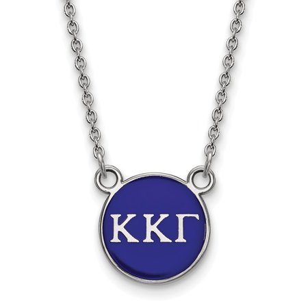 925 Sterling Silver Official Enamel Kappa Kappa Gamma Small Enl Pend Pendant Necklace Charm Chain - with Secure Lobster Lock Clasp 18