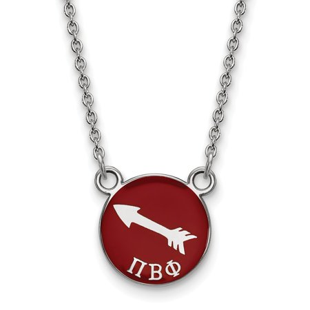 Solid 925 Sterling Silver Official Enamel Pi Beta Phi Small Enl Pend Pendant Necklace Charm Chain - with Secure Lobster Lock Clasp 18  (Width = 12mm )