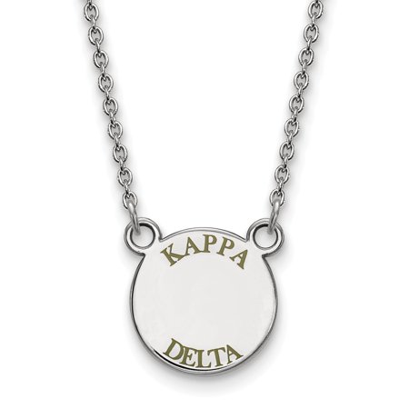 925 Sterling Silver Rh-plated LogoArt Kappa Delta Sm Enl Pend with Necklace; 18 Inch; for Adults and Teens; for Women and Men