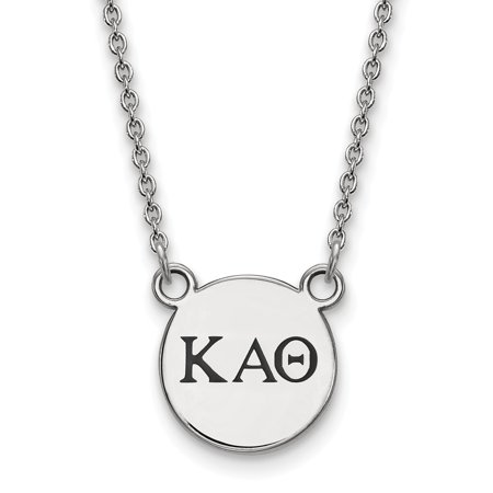 Sterling S. Rh-plated LogoArt Kappa Alpha Theta Sm Enl Pend with Necklace; 18 Inch; for Adults and Teens; for Women and Men