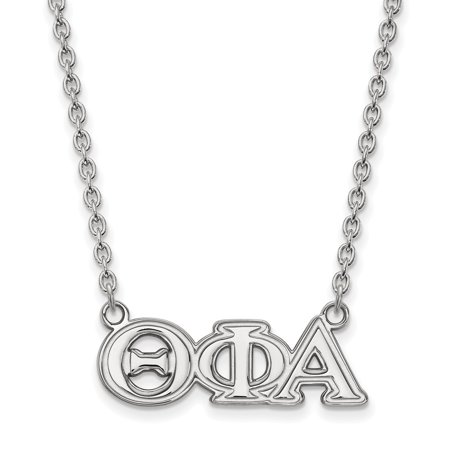 Solid 925 Sterling Silver Official Theta Phi Alpha Medium Pend Pendant Necklace Charm Chain - with Secure Lobster Lock Clasp 18  (Width = 28mm )
