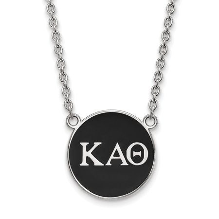 Solid 925 Sterling Silver Official Enamel Kappa Alpha Theta Large Enl Pend Pendant Necklace Charm Chain - with Secure Lobster Lock Clasp 18  (Width = 