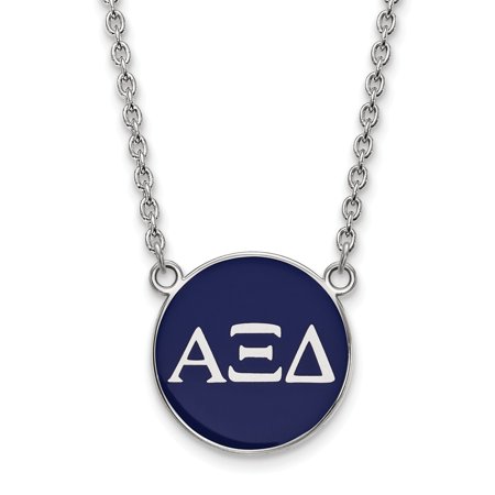 Sterling S. Rh-plated LogoArt Alpha Xi Delta Large Enl Pend with Necklace; 18 Inch; for Adults and Teens; for Women and Men