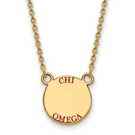 925 Sterling Silver Enamel Gold-Plated Official Chi Omega Small Enl Pend Pendant Necklace Charm Chain - with Secure Lobster Lock Clasp 18  (Width = 12