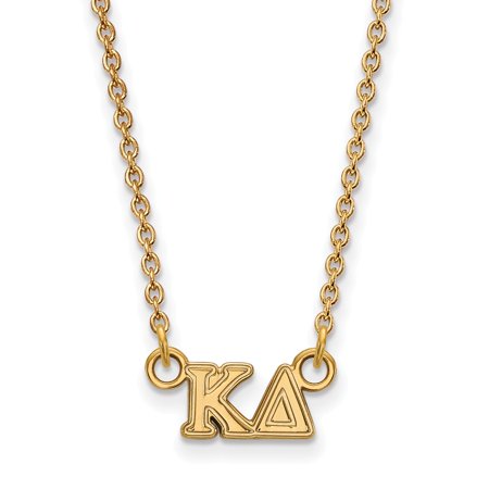 925 Sterling Silver Yellow Gold-Plated Official Kappa Delta Extra Small Tiny Pend Pendant Necklace Charm Chain - with Secure Lobster Lock Clasp 18  (W