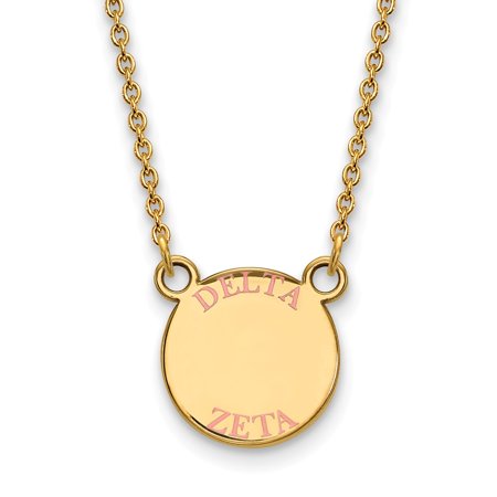 925 Sterling Silver Enamel Gold-Plated Official Delta Zeta Small Enl Pend Pendant Necklace Charm Chain - with Secure Lobster Lock Clasp 18  (Width = 1