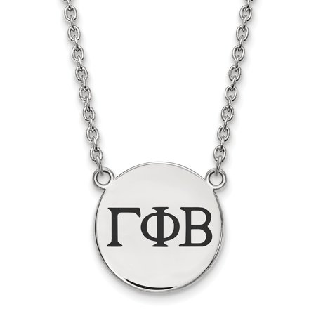 Sterling S. Rh-plated LogoArt Gamma Phi Beta Large Enl Pend with Necklace; 18 Inch; for Adults and Teens; for Women and Men