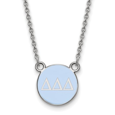 Sterling S. Rh-plated LogoArt Delta Delta Delta Sm Enl Pend with Necklace; 18 Inch; for Adults and Teens; for Women and Men