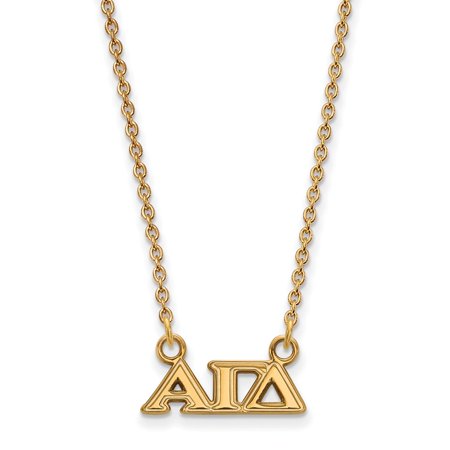 925 Sterling Silver Yellow Gold-Plated Official Alpha Gamma Delta Extra Small Tiny Pend Pendant Necklace Charm Chain - with Secure Lobster Lock Clasp 