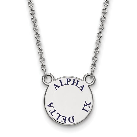 925 Sterling Silver Official Enamel Alpha Xi Delta Small Enl Pend Pendant Necklace Charm Chain - with Secure Lobster Lock Clasp 18  (Width = 12mm )