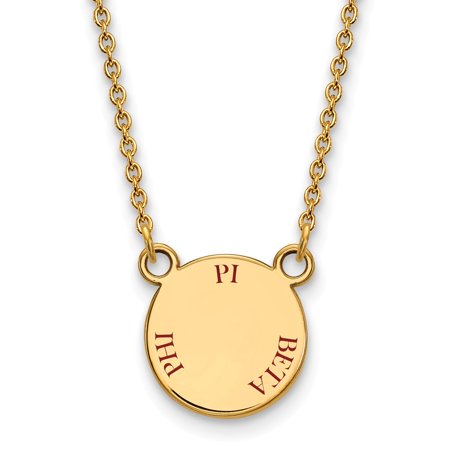 925 Sterling Silver Enamel Gold-Plated Official Pi Beta Phi Small Enl Pend Pendant Necklace Charm Chain - with Secure Lobster Lock Clasp 18  (Width = 