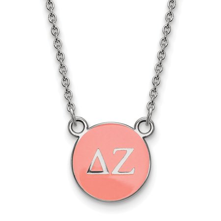 925 Sterling Silver Rh-plated LogoArt Delta Zeta Sm Enl Pend with Necklace; 18 Inch; for Adults and Teens; for Women and Men