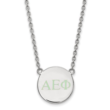 Sterling S. Rh-p LogoArt Alpha Epsilon Phi Small Enl Pend with Necklace; 18 Inch; for Adults and Teens; for Women and Men