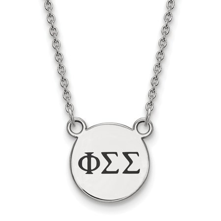 Solid 925 Sterling Silver Official Enamel Phi Sigma Sigma Small Enl Pend Pendant Necklace Charm Chain - with Secure Lobster Lock Clasp 18  (Width = 12