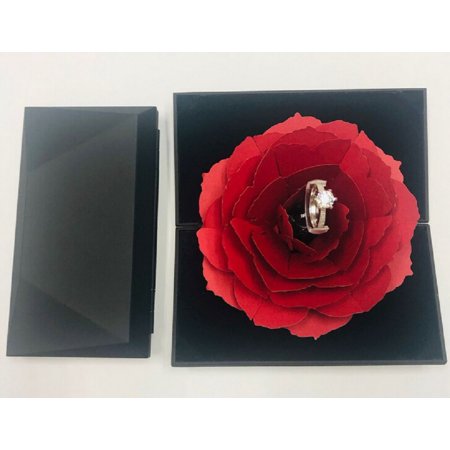 Gueuusu Rose Shape Ring Storage Box 3D Pop up Surprise Jewelry Display Holder