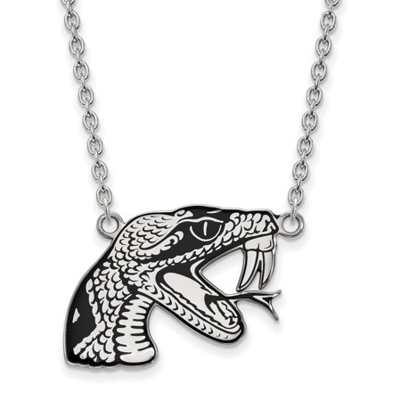 Sterling S. Rh-p LogoArt Florida a&M University Lg Enl Pend with Necklace; 18 Inch; for Adults and Teens; for Women and Men
