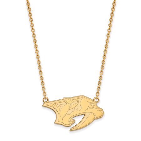 925 Sterling Silver Yellow Gold-Plated Official NHL Nashville Predators Large Pend Pendant Necklace Charm Chain 18  (Width = 33mm )
