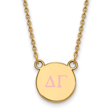 925 Sterling Silver Enamel Gold-Plated Official Delta Gamma Small Enl Pend Pendant Necklace Charm Chain - with Secure Lobster Lock Clasp 18