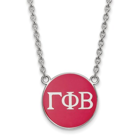 Solid 925 Sterling Silver Official Enamel Gamma Phi Beta Large Enl Pend Pendant Necklace Charm Chain - with Secure Lobster Lock Clasp 18