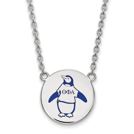 Sterling S. Rh-plated LogoArt Theta Phi Alpha Large Enl Pend with Necklace; 18 Inch; for Adults and Teens; for Women and Men