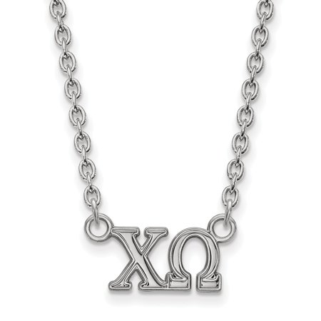 925 Sterling Silver Rh-plated LogoArt Chi Omega Medium Pend with Necklace; 18 Inch; for Adults and Teens; for Women and Men