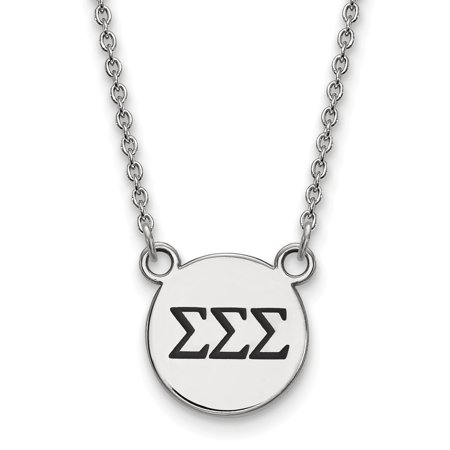 925 Sterling Silver Official Enamel Sigma Sigma Sigma Small Enl Pend Pendant Necklace Charm Chain - with Secure Lobster Lock Clasp 18  (Width = 12mm )