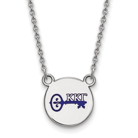 925 Sterling Silver Official Enamel Kappa Kappa Gamma Small Enl Pend Pendant Necklace Charm Chain - with Secure Lobster Lock Clasp 18